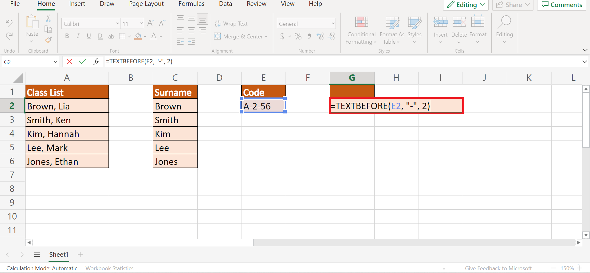 TEXTBEFORE function in Excel 