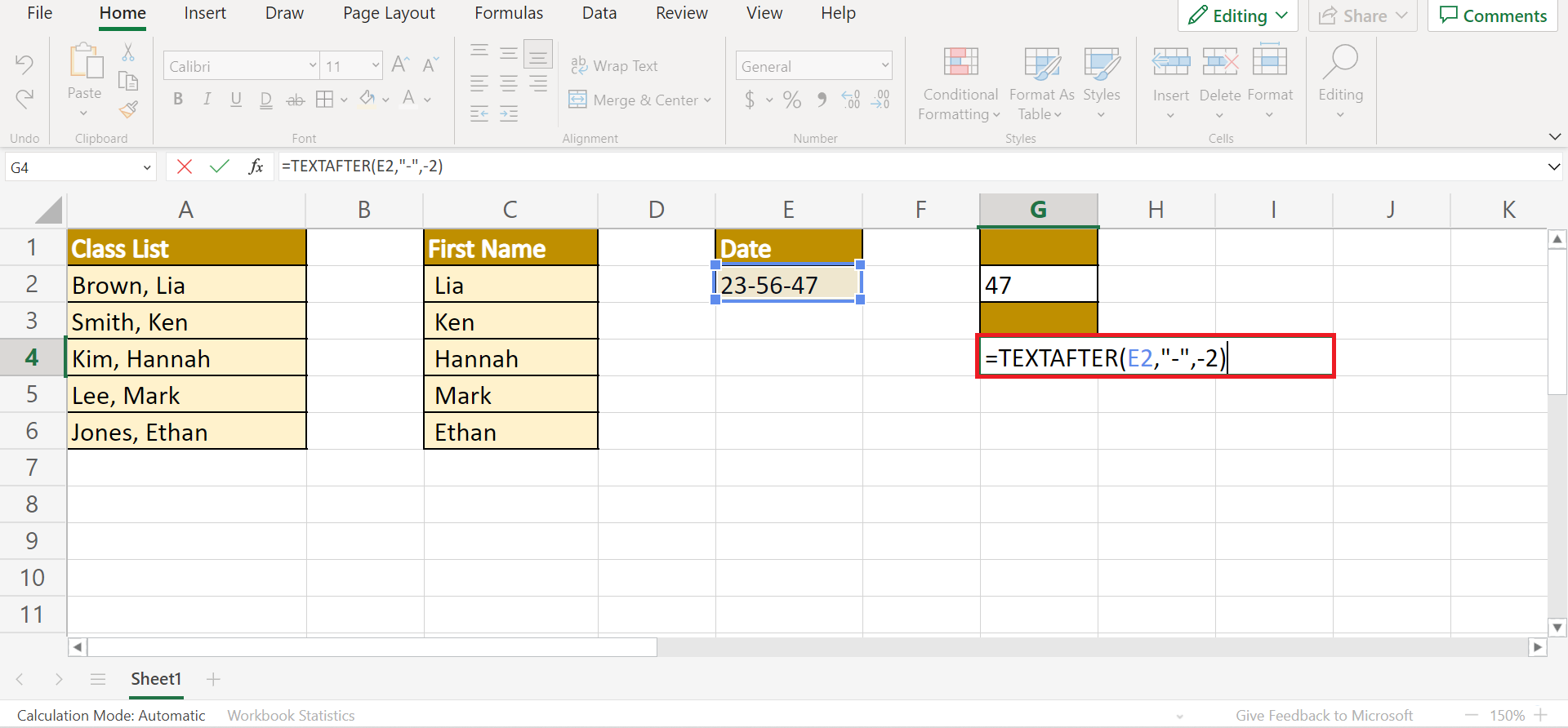  TEXTAFTER function in Excel 