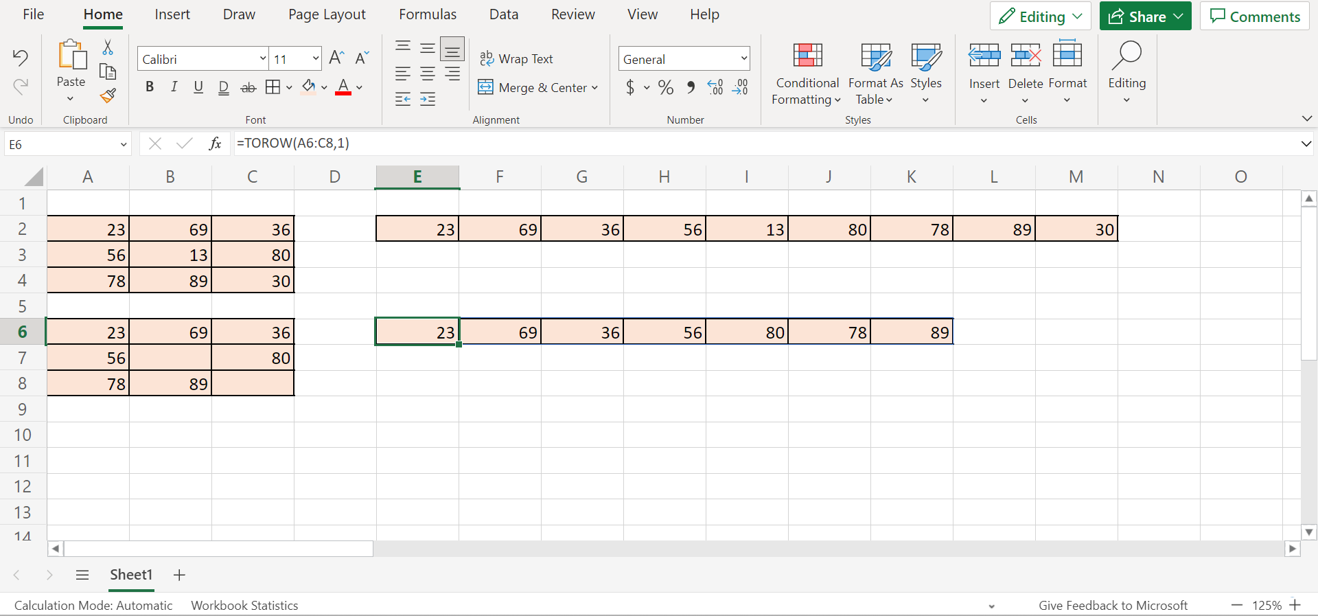 How to use TOROW function in Excel - Sheetaki