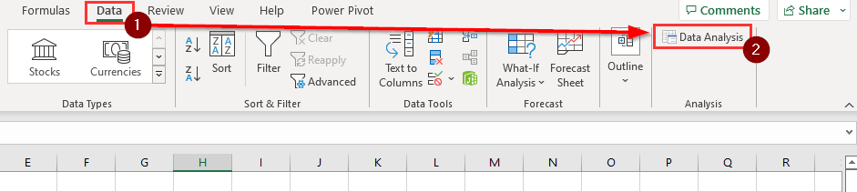find data analysis option in Data tab