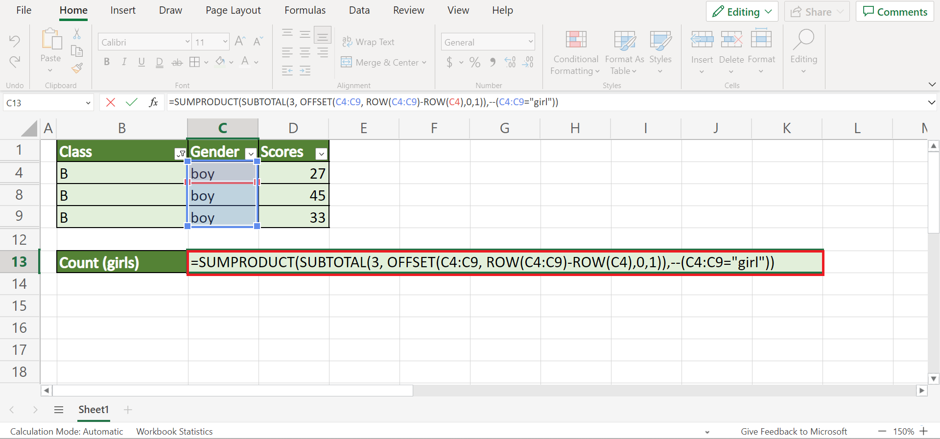 How to Use SUBTOTAL with COUNTIF in Excel - Sheetaki