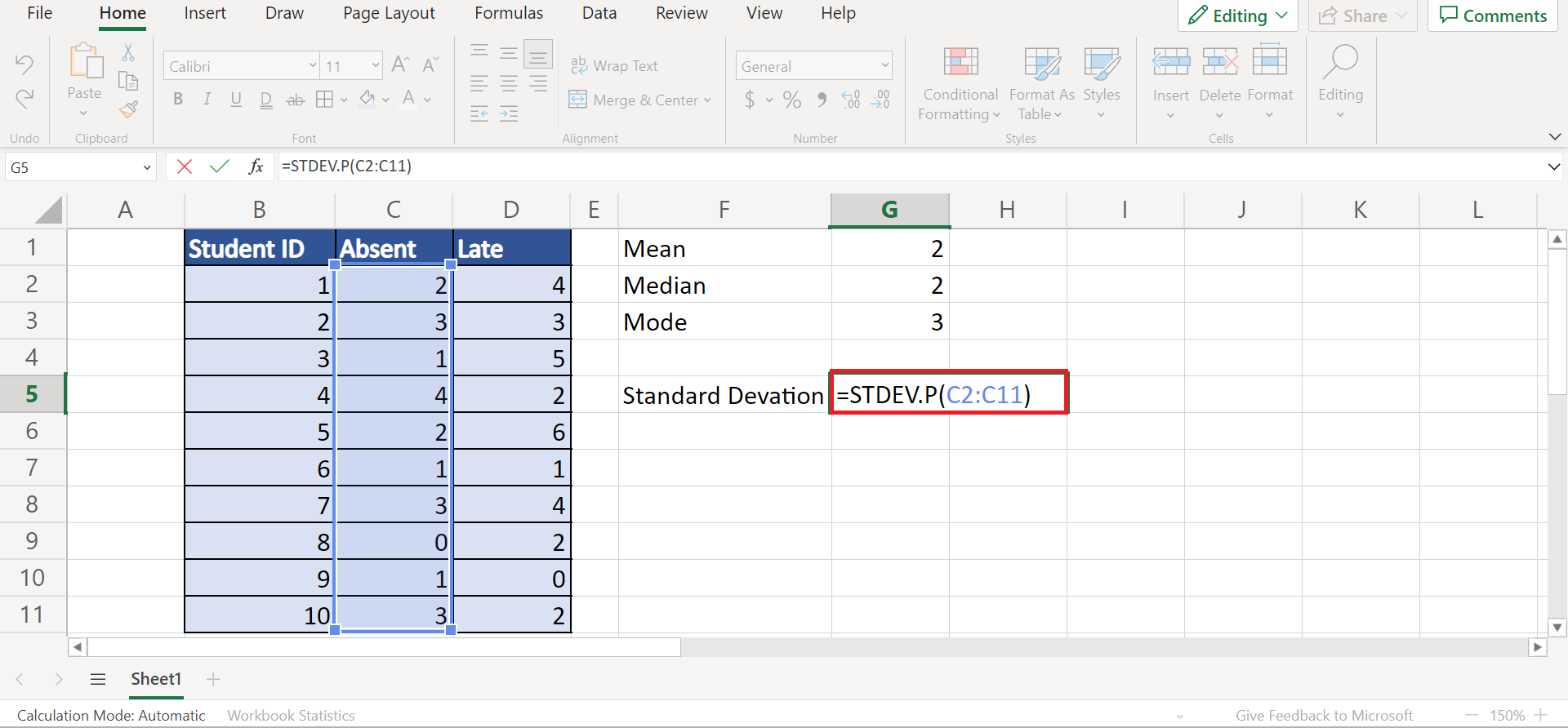 Univariate Analysis in Excel