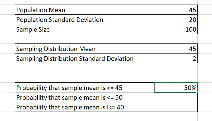 determine probability that sample mean is less than or equal to a certain value