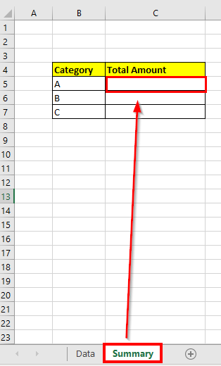 in new sheet, SUMIF from another sheet in Excel