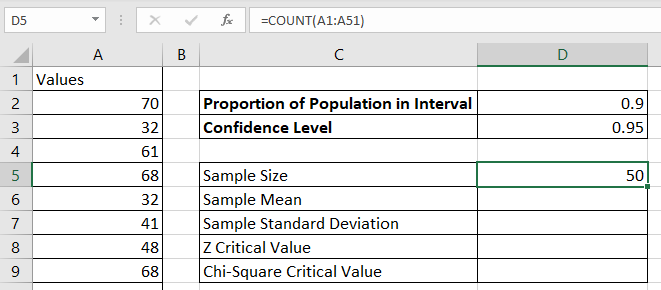 get sample size of dataset