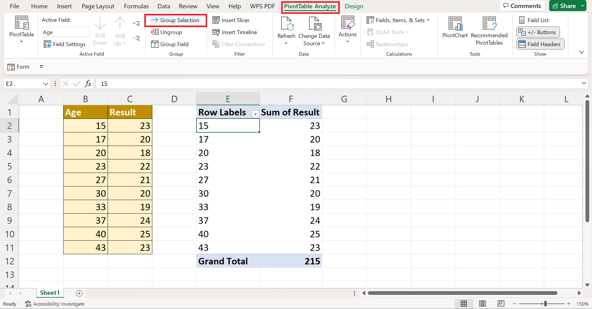 Group Values in Pivot Table by Range in Excel