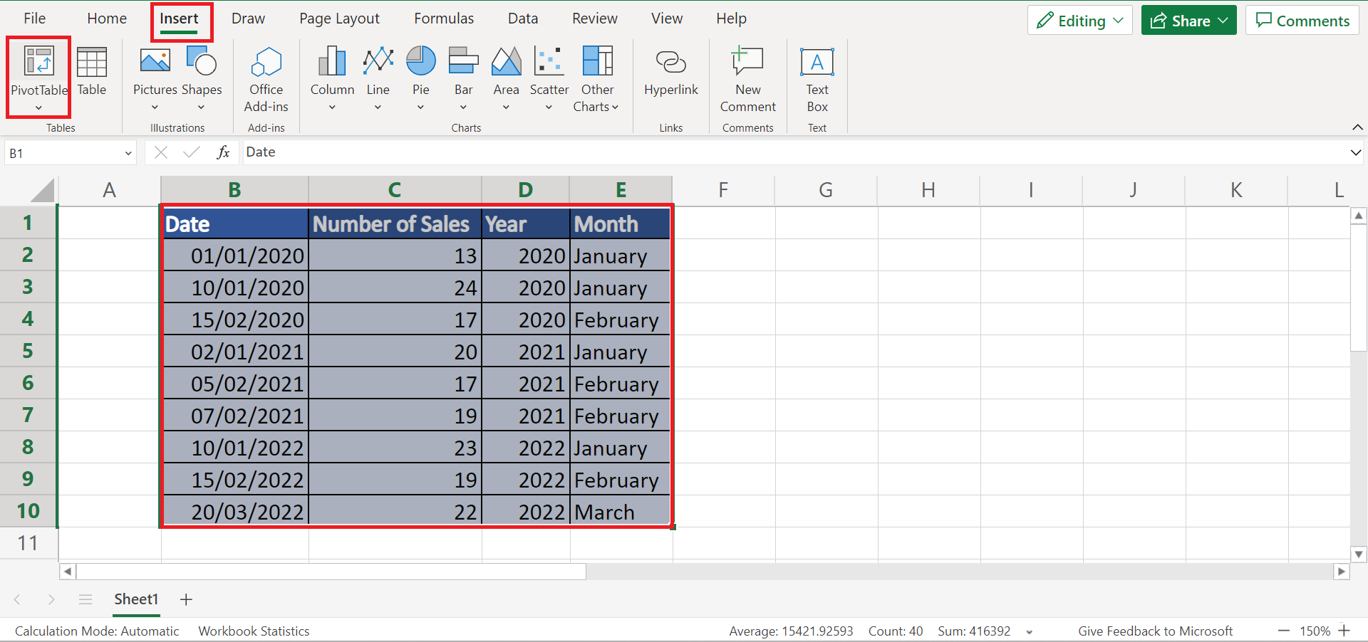 Group by Month and Year in Pivot Table in Excel