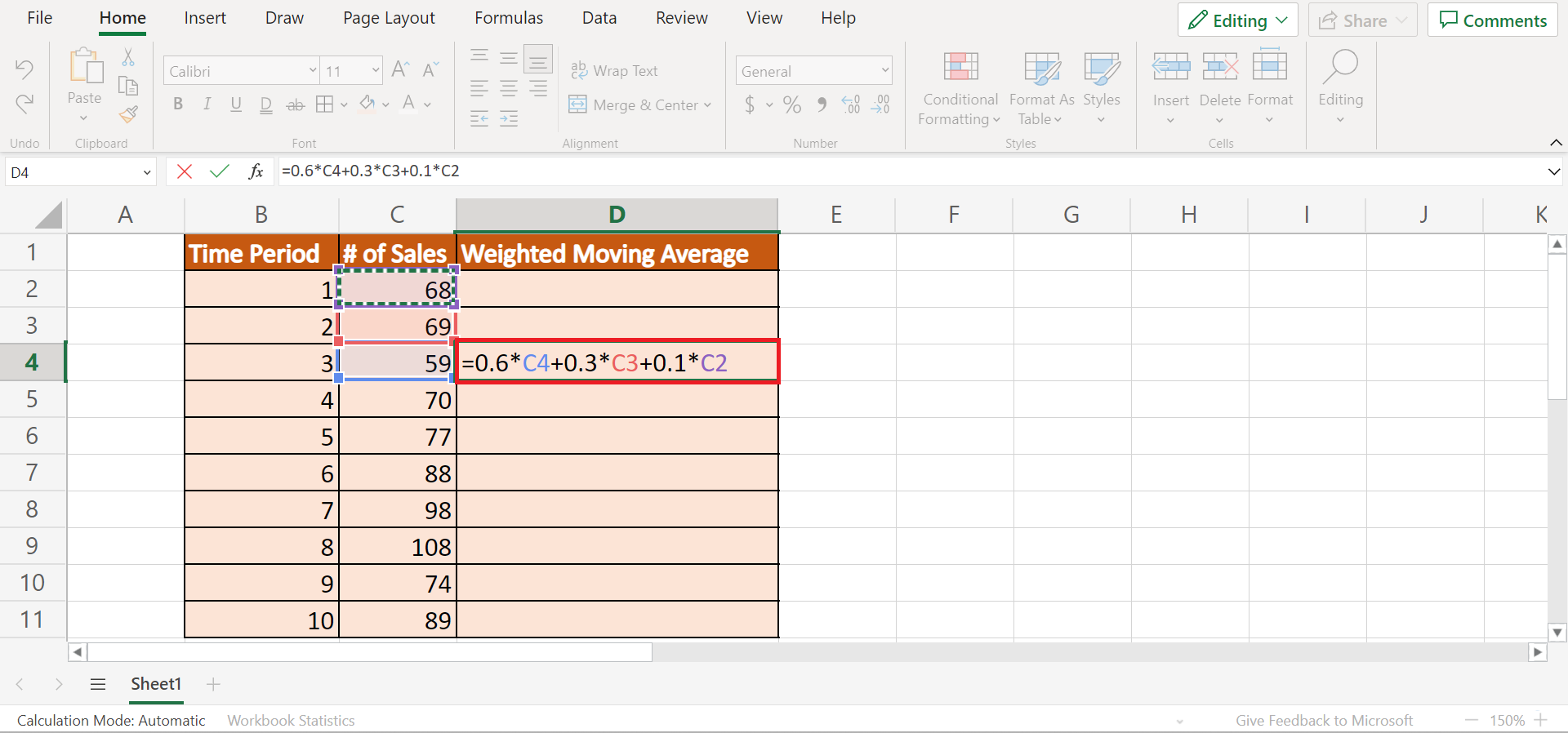Weighted Moving Averages in Excel