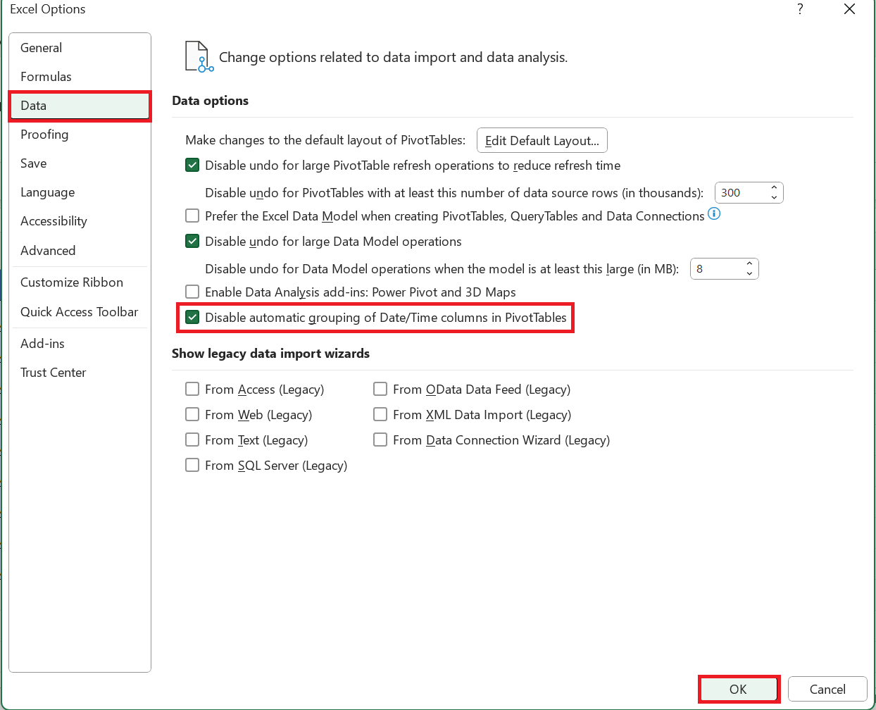 Disable automatic grouping