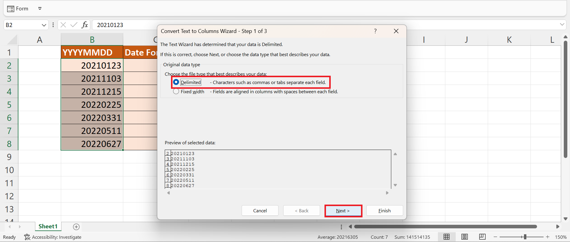 YYYYMMDD to Date Format in Excel