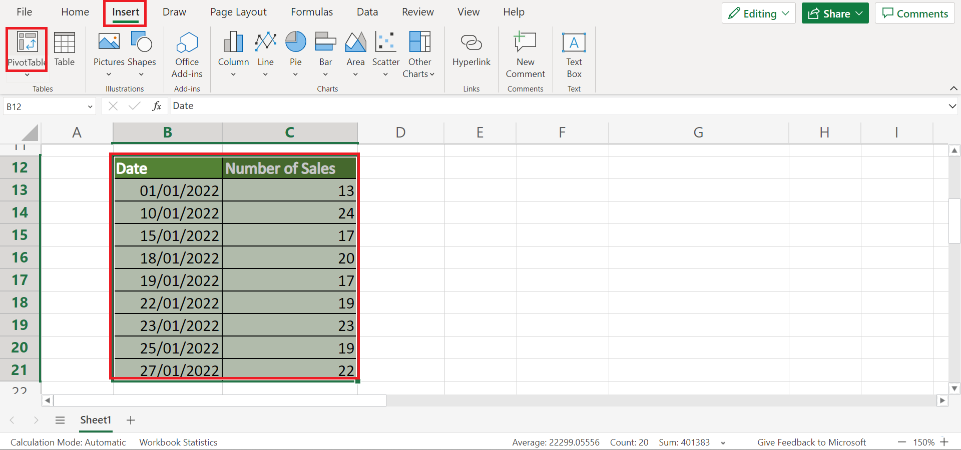 Group Data by Week in Excel