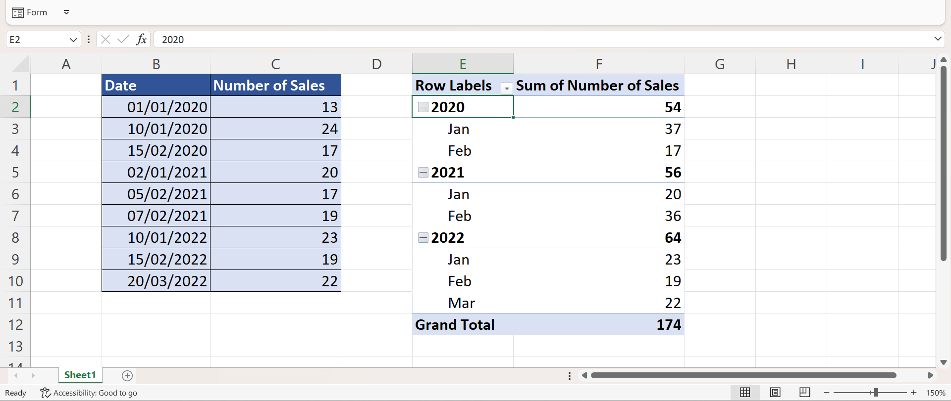 Group by Month and Year in Pivot Table in Excel