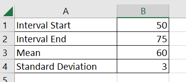 write down interval, mean, and standard deviation