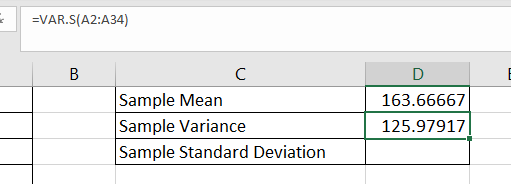 use VAR.S formula