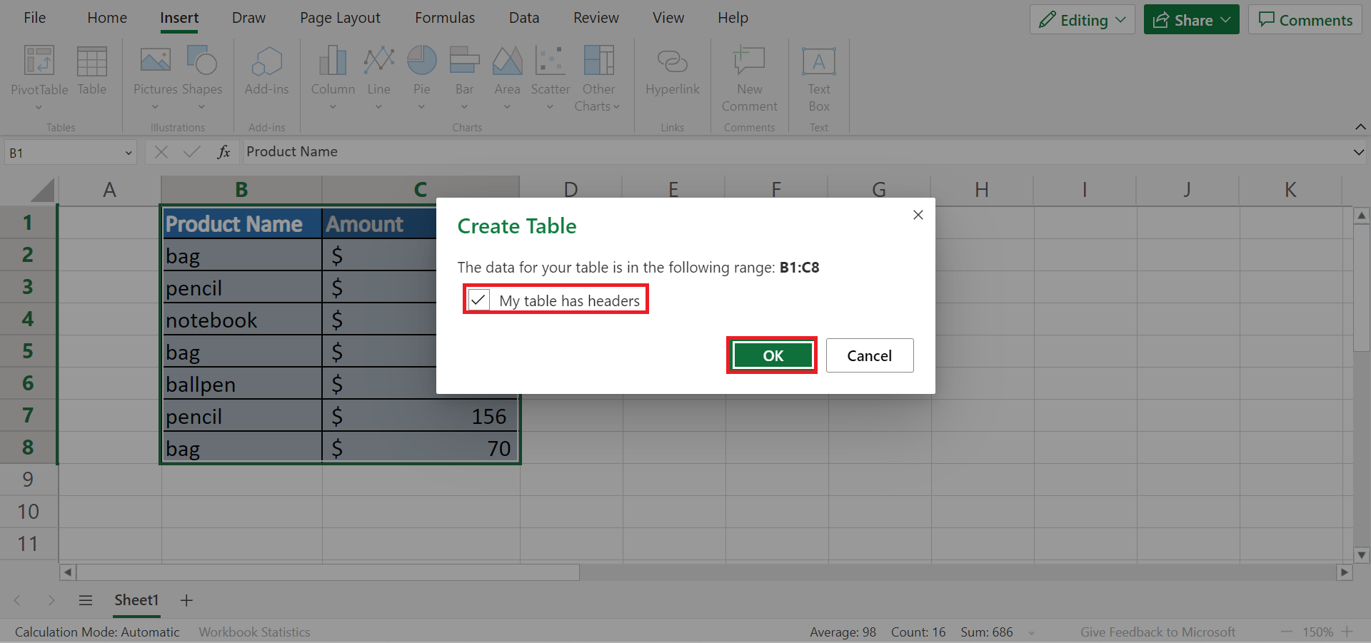 Sum Filtered Rows in Excel