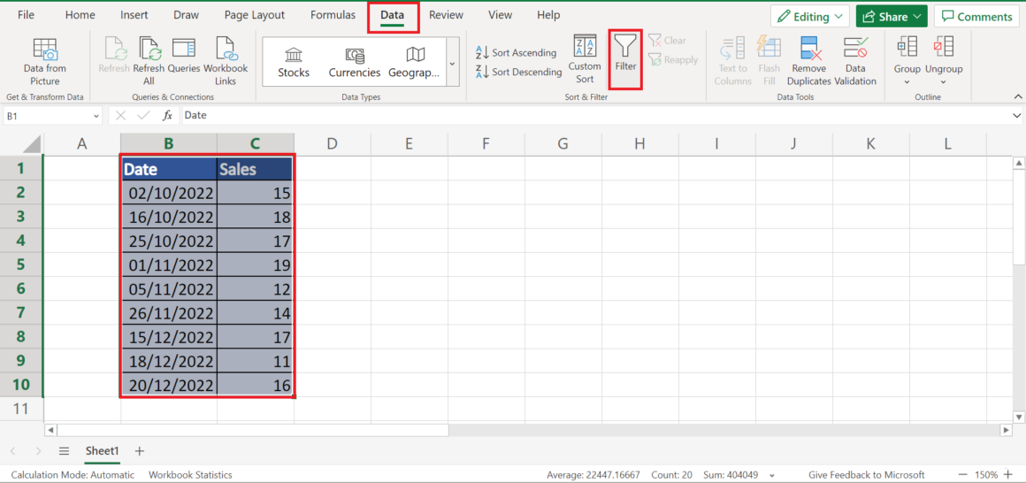 How to Count Filtered Rows in Excel Sheetaki
