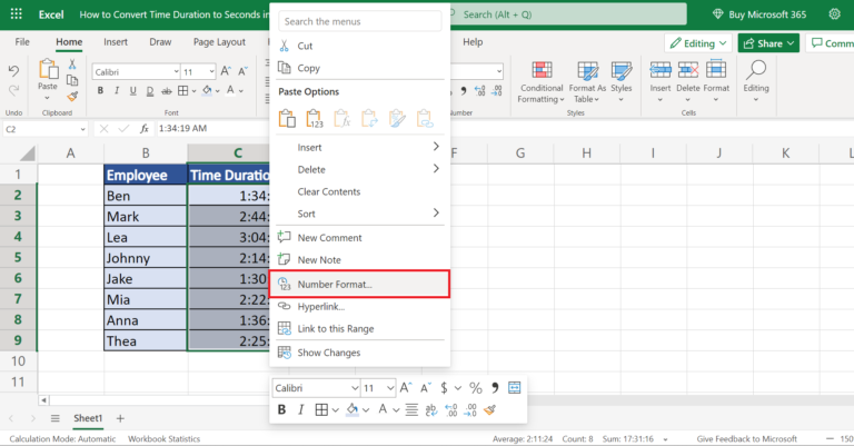 How to Convert Time Duration to Seconds in Excel - Sheetaki
