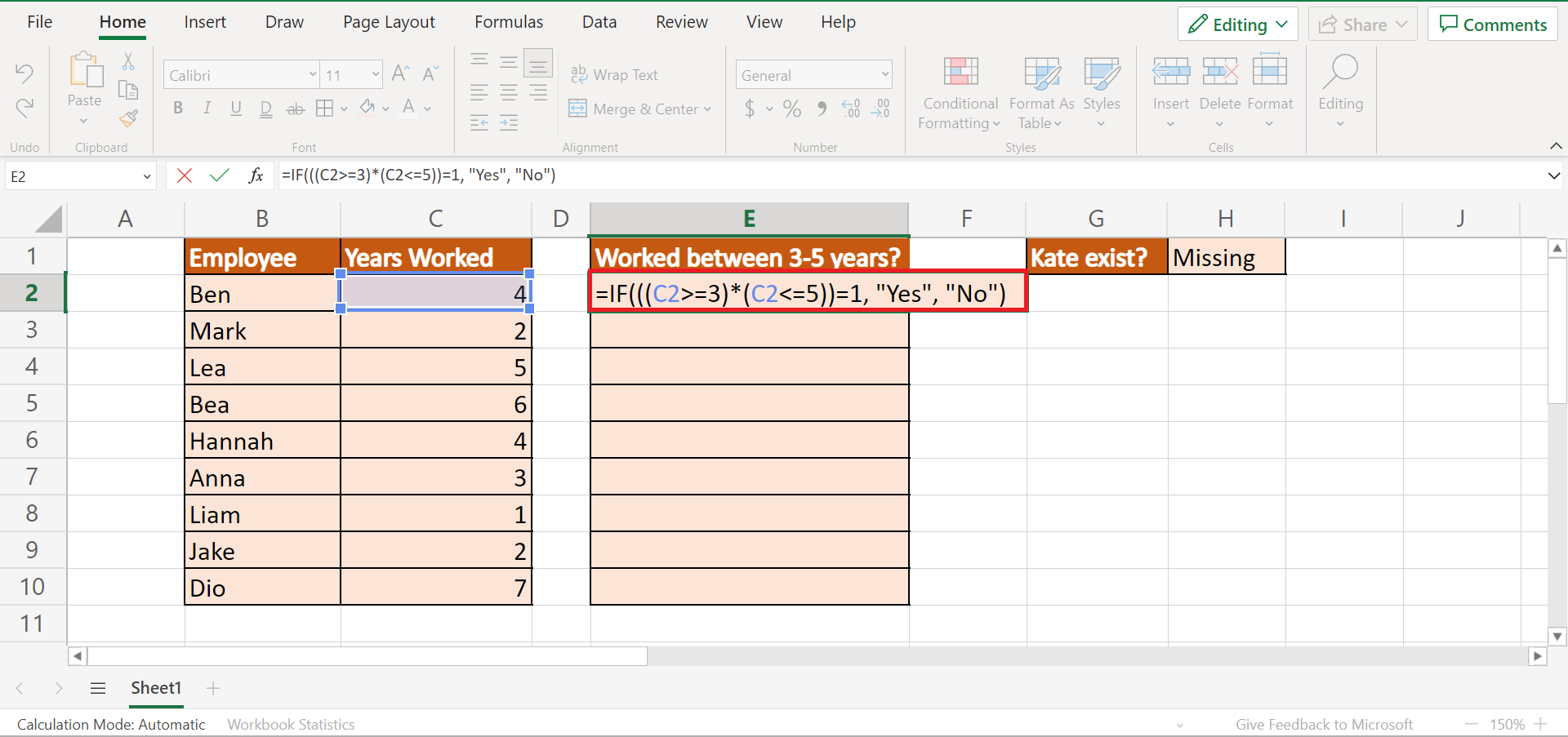 IF Function with Range of Values in Excel