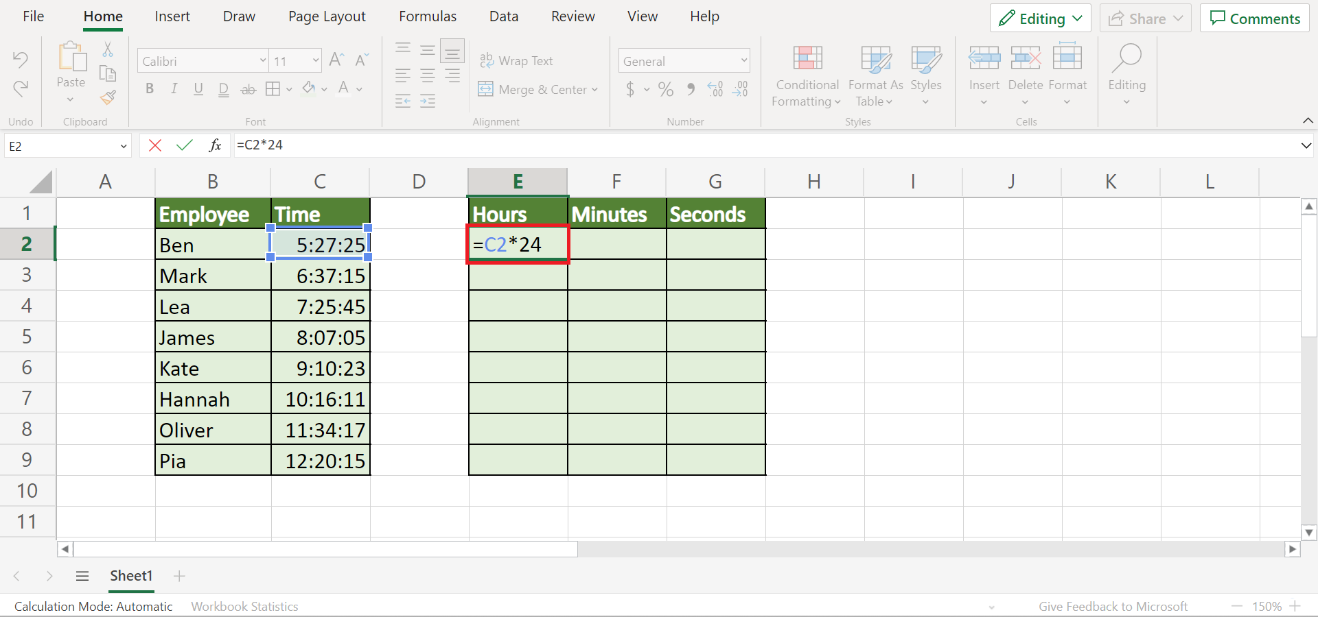 Convert Time into Decimals in Excel