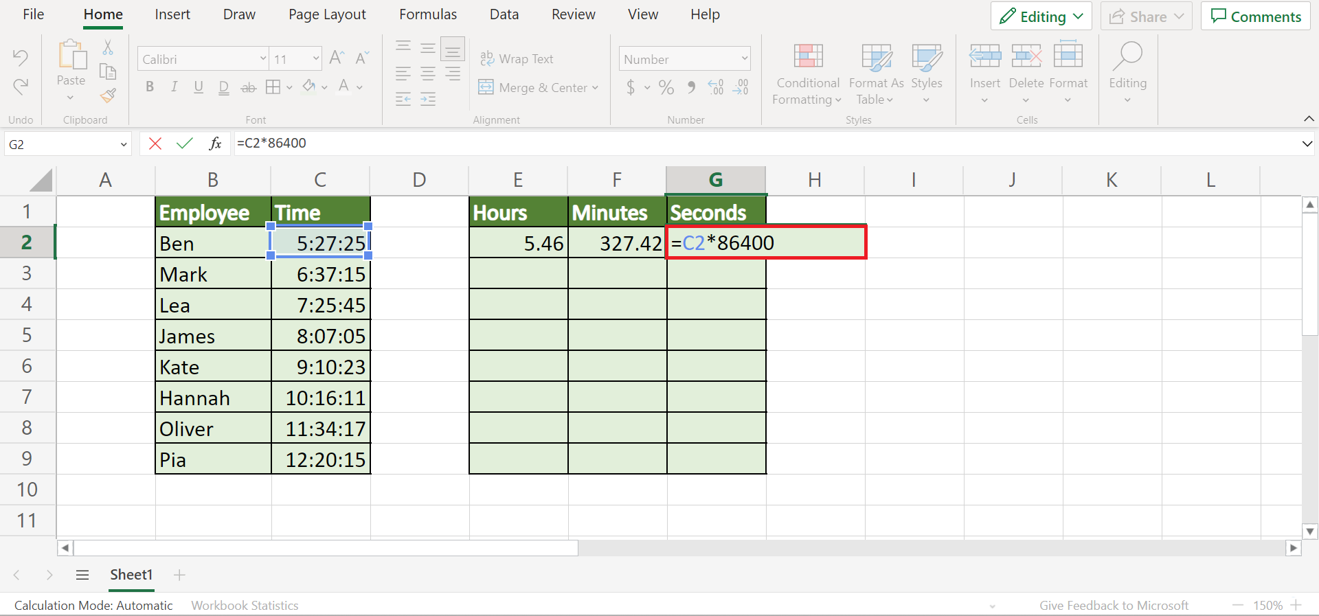 Convert Time into Decimals in Excel