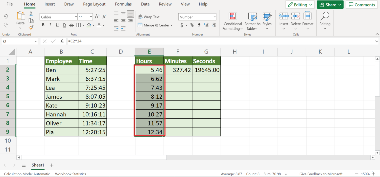 How to Convert Time into Decimals in Excel - Sheetaki