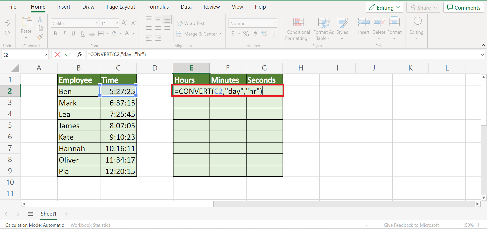 Convert Time into Decimals in Excel