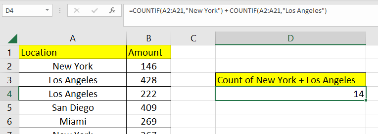 use COUNTIF function twice