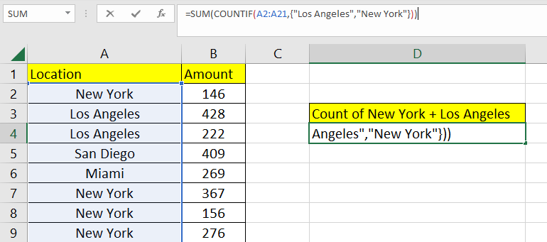 add an array argument to the COUNTIF function