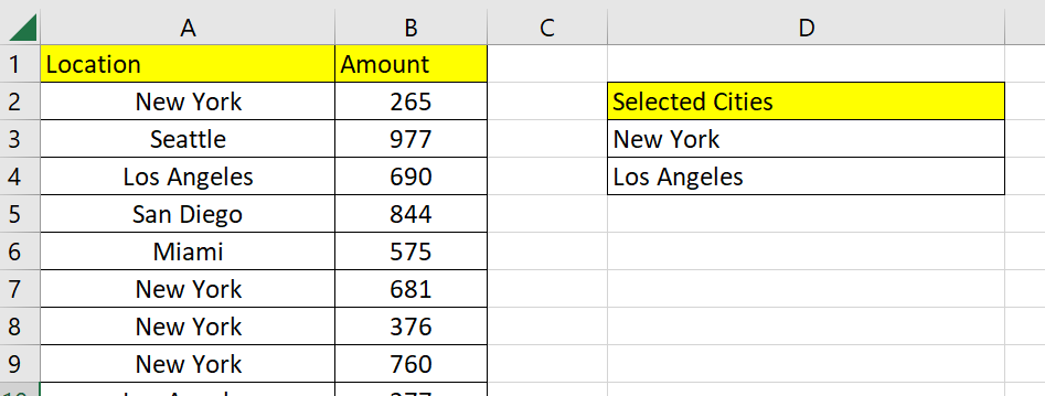 write data on selected values