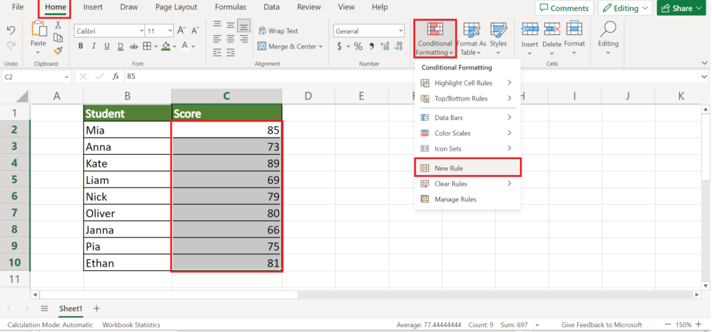 How to Do Conditional Formatting if Between Two Values in Excel