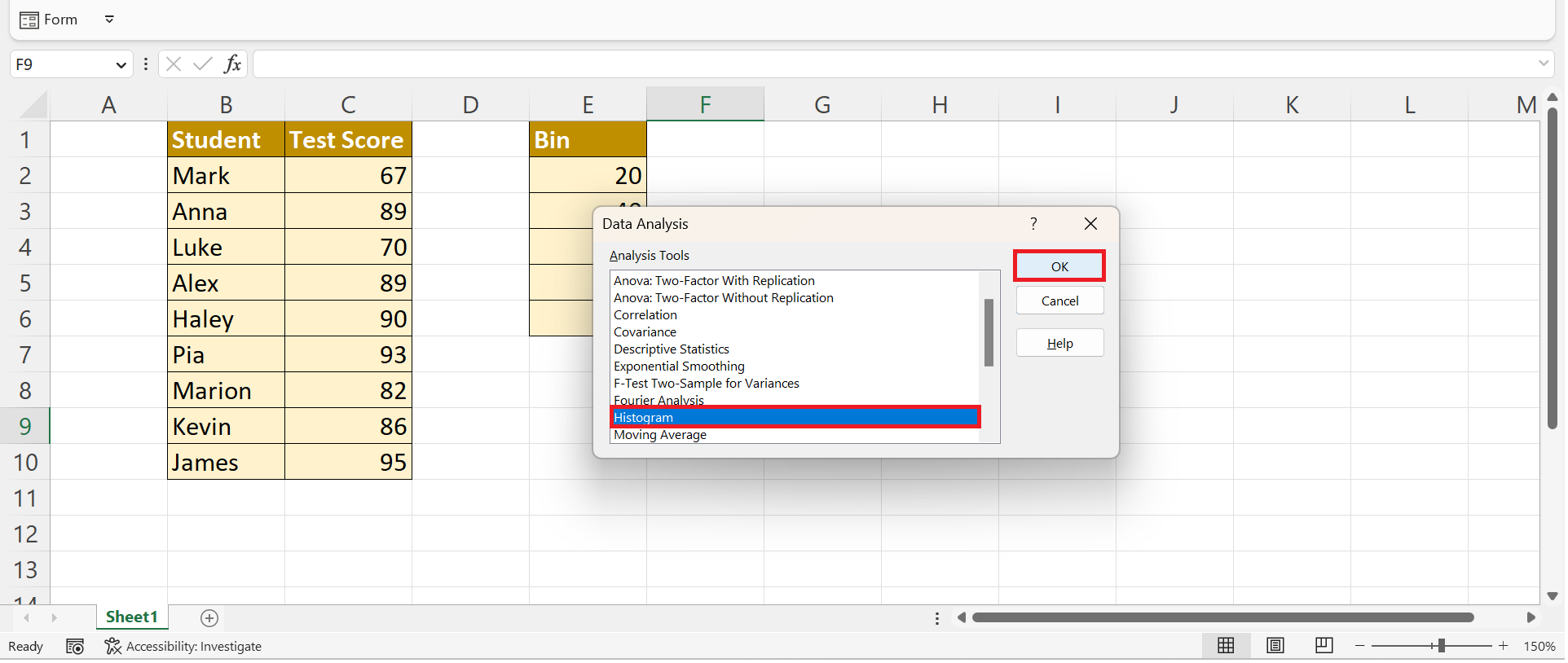 Data Binning in Excel