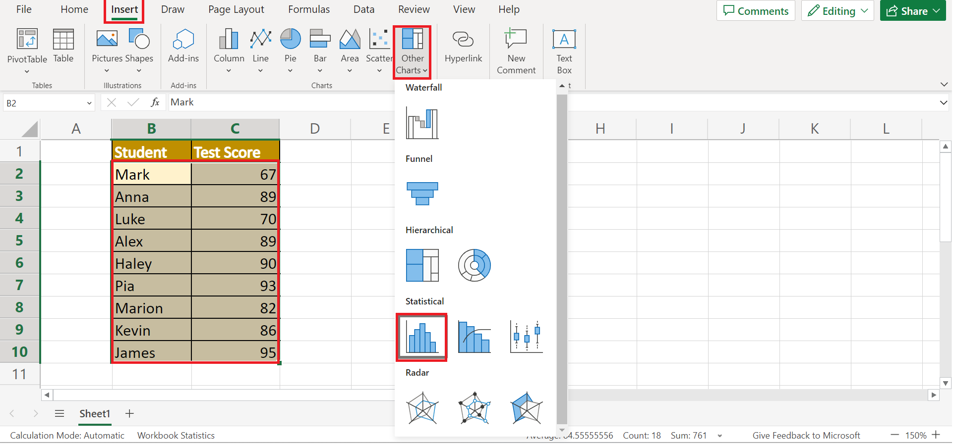 Data Binning in Excel