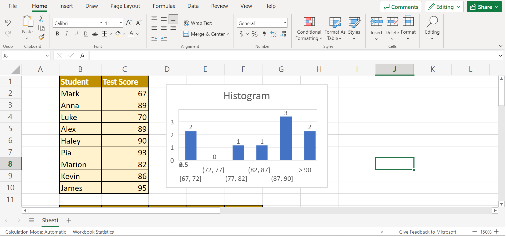 Data Binning in Excel