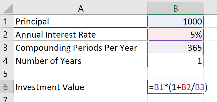 calculate annual interest rate divided by 365