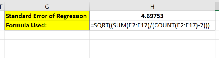 How To Calculate Standard Error Of Regression In Excel - Sheetaki