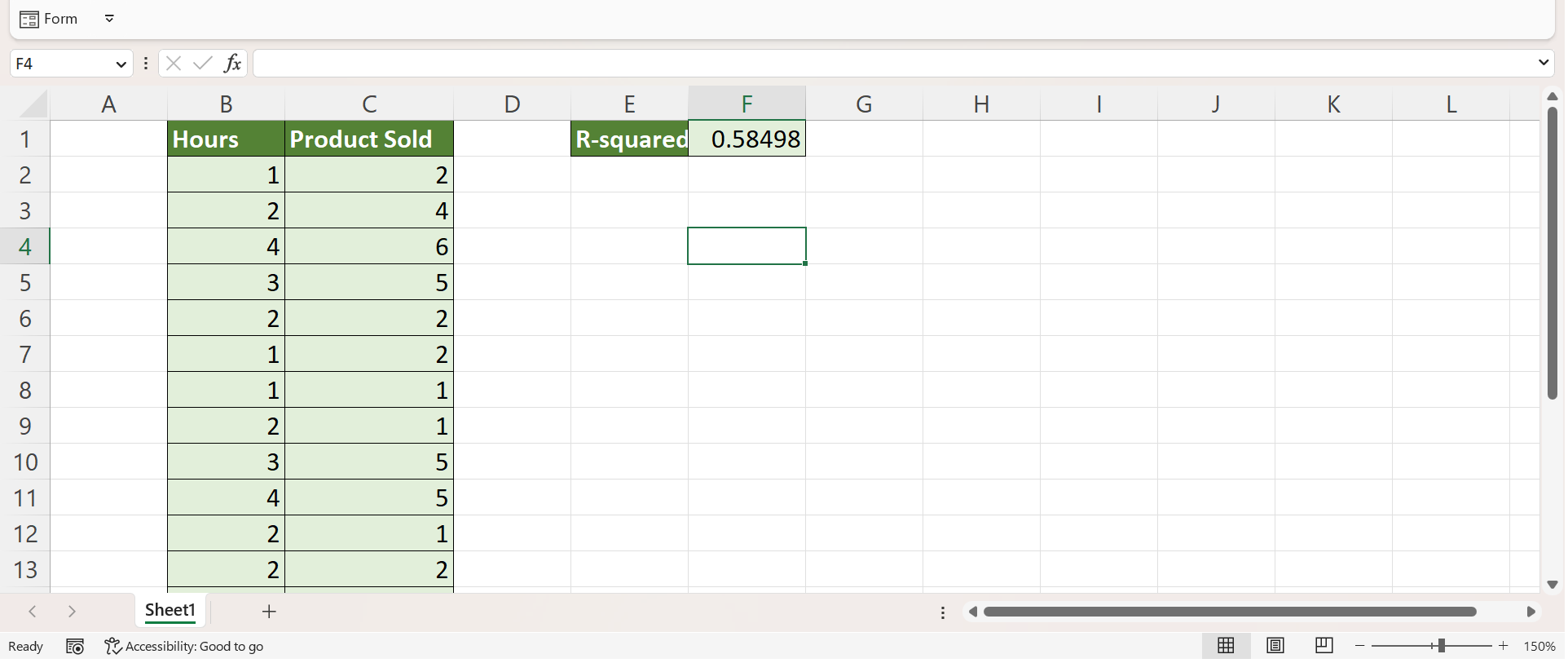 Calculate R-Squared in Excel 