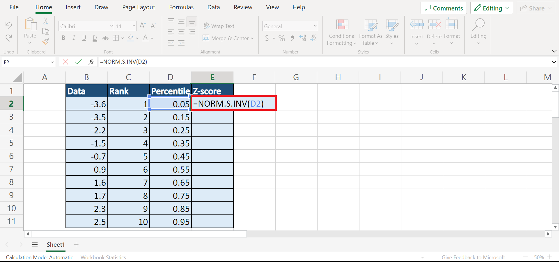 Create a Q-Q Plot in Excel