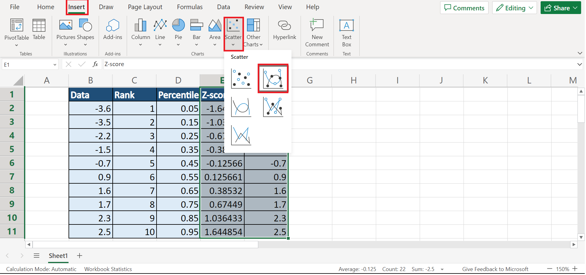Create a Q-Q Plot in Excel