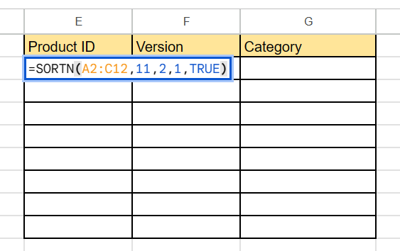 write down index and order to use for sorting