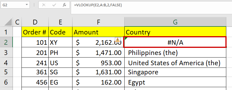 vlookup returns #N/A error