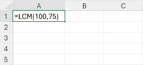 provide arguments to LCM function in Excel