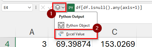 use excel values
